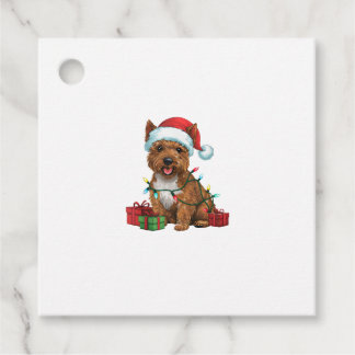 Xmas Lighting Santa Hat Cairn Terrier Dog Christma Favour Tags