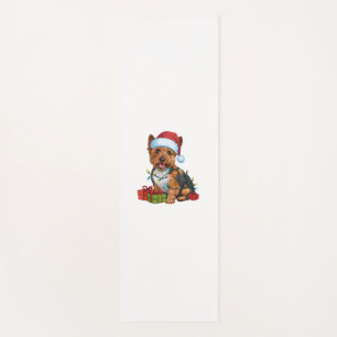 Xmas Lighting Santa Hat Cairn Terrier Dog Christma Yoga Mat