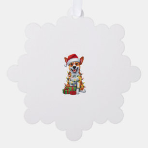 Xmas Lighting Santa Hat Canaan Dog Christmas _1 Tree Decoration Card