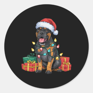 Xmas Lighting Santa Hat Cane Corso Dog Christmas Classic Round Sticker
