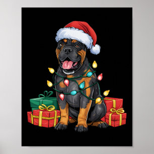 Xmas Lighting Santa Hat Cane Corso Dog Christmas Poster