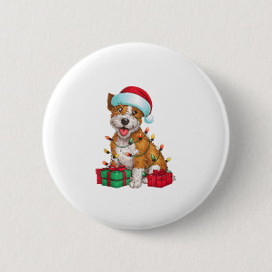 Xmas Lighting Santa Hat Cardigan Welsh Corgi Dog C 6 Cm Round Badge