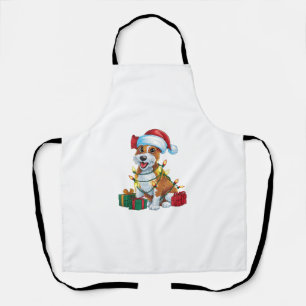 Xmas Lighting Santa Hat Cardigan Welsh Corgi Dog C Apron