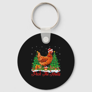 Xmas Lighting Santa Hat Chicken Christmas Tree  Key Ring