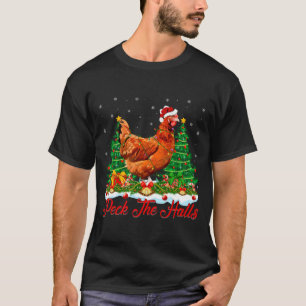 Xmas Lighting Santa Hat Chicken Christmas Tree  T-Shirt
