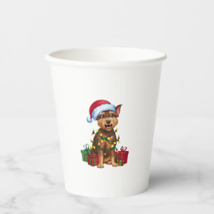 Xmas Lighting Santa Hat Chinese Crested Dog Christ Paper Cups