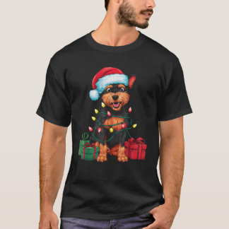 Xmas Lighting Santa Hat Chinese Crested Dog Christ T-Shirt
