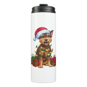 Xmas Lighting Santa Hat Chinese Crested Dog Christ Thermal Tumbler