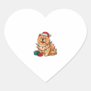Xmas Lighting Santa Hat Chow Chow Dog Christmas Heart Sticker