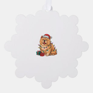 Xmas Lighting Santa Hat Chow Chow Dog Christmas  Tree Decoration Card