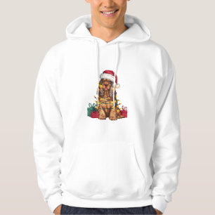 Xmas Lighting Santa Hat Cocker Spaniel Dog Christm Hoodie
