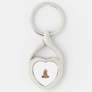 Xmas Lighting Santa Hat Cocker Spaniel Dog Christm Key Ring