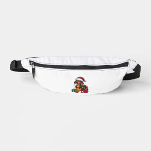Xmas Lighting Santa Hat Dachshund Dog Christmas Bum Bags