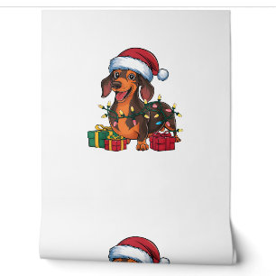 Xmas Lighting Santa Hat Dachshund Dog Christmas  Wallpaper