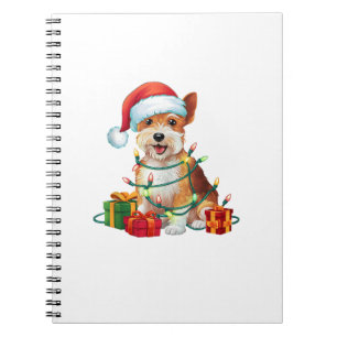 Xmas Lighting Santa Hat Dandie Dinmont Terrier Dog Notebook