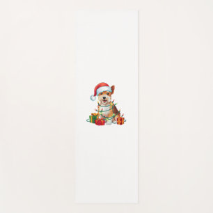 Xmas Lighting Santa Hat Dandie Dinmont Terrier Dog Yoga Mat