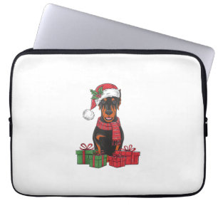 Xmas Lighting Santa Hat Doberman Dog Christmas _3 Laptop Sleeve
