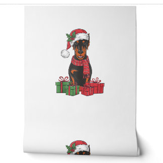 Xmas Lighting Santa Hat Doberman Dog Christmas _3 Wallpaper