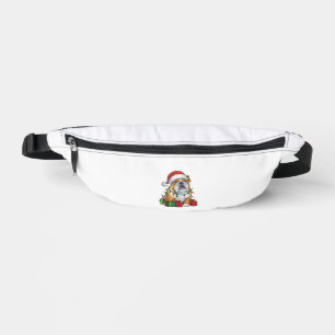 Xmas Lighting Santa Hat English Bulldog Christmas Bum Bags