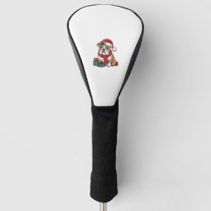 Xmas Lighting Santa Hat English Bulldog Christmas Golf Head Cover