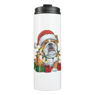Xmas Lighting Santa Hat English Bulldog Christmas  Thermal Tumbler