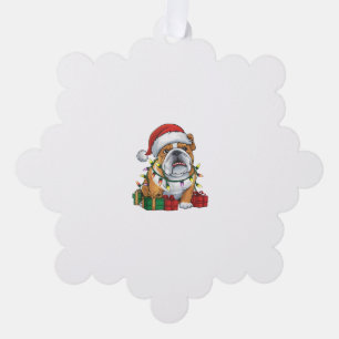 Xmas Lighting Santa Hat English Bulldog Christmas Tree Decoration Card