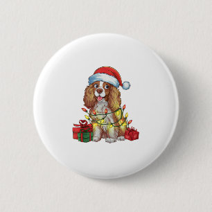 Xmas Lighting Santa Hat English Coonhound Dog Chri 6 Cm Round Badge