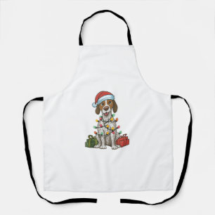 Xmas Lighting Santa Hat English Pointer Dog Christ Apron