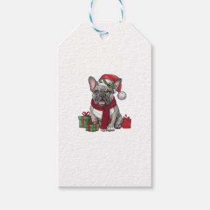 Xmas Lighting Santa Hat French Bulldog Christmas _ Gift Tags