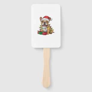 Xmas Lighting Santa Hat French Bulldog Christmas _ Hand Fan