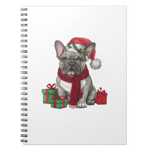 Xmas Lighting Santa Hat French Bulldog Christmas _ Notebook