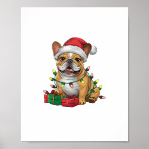 Xmas Lighting Santa Hat French Bulldog Christmas _ Poster