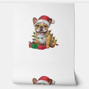 Xmas Lighting Santa Hat French Bulldog Christmas _ Wallpaper