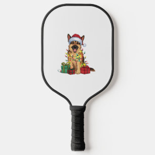 Xmas Lighting Santa Hat German Shepherd Dog Christ Pickleball Paddle