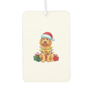 Xmas Lighting Santa Hat Goldendoodle Dog Christmas Car Air Freshener