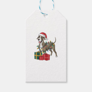 Xmas Lighting Santa Hat Great Dane Dog Christmas _ Gift Tags
