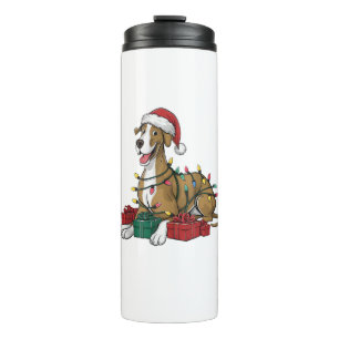 Xmas Lighting Santa Hat Great Dane Dog Christmas _ Thermal Tumbler