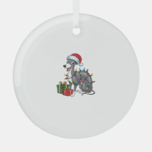 Xmas Lighting Santa Hat Greyhound Dog Christmas Glass Tree Decoration