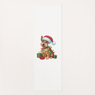 Xmas Lighting Santa Hat Irish Terrier Dog Christma Yoga Mat