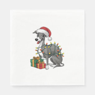 Xmas Lighting Santa Hat Italian Greyhound Dog Chri Napkin
