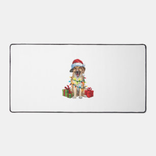 Xmas Lighting Santa Hat Kangal Shepherd Dog Christ Desk Mat
