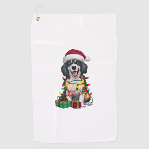 Xmas Lighting Santa Hat Kuvasz Dog Christmas Golf Towel