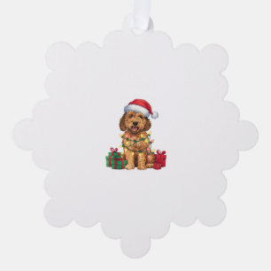 Xmas Lighting Santa Hat Labradoodle Dog Christmas  Tree Decoration Card