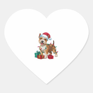 Xmas Lighting Santa Hat Lakeland Terrier Dog Chris Heart Sticker