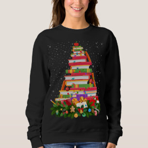 Xmas Lighting Santa Hat Librarian Book Christmas T Sweatshirt