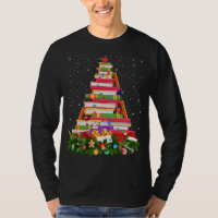 Xmas Lighting Santa Hat Librarian Book Christmas T
