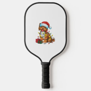 Xmas Lighting Santa Hat Lowchen Dog Christmas  Pickleball Paddle