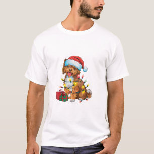Xmas Lighting Santa Hat Lowchen Dog Christmas  T-Shirt