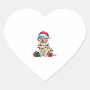 Xmas Lighting Santa Hat Maltese Dog Christmas Heart Sticker