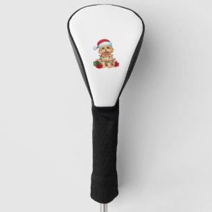 Xmas Lighting Santa Hat Maltipoo Dog Christmas Golf Head Cover